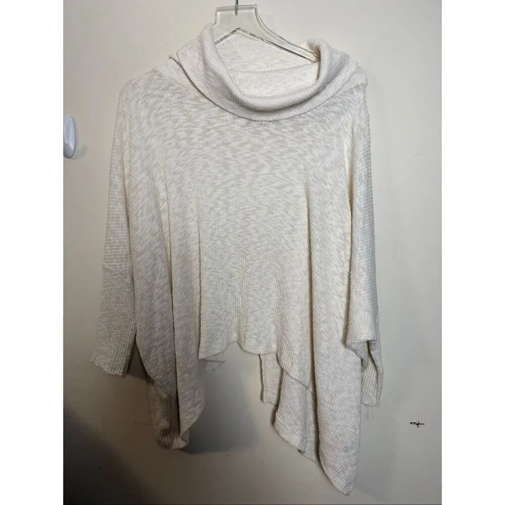 Free People FB Beach World Traveler Ribbed Cowl Neck Dolman Split Back Small Pul